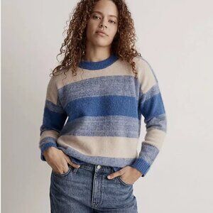 Madewell Space-Dyed Otis Pullover Sweater Blue/Tan Womens Sz M Alpaca/Wool Blend